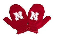 Toddler Red Nebraska Eskimo Knit Mittens LogoFit